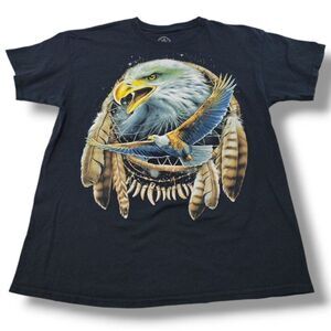 DOM T-Shirt Size Large L American Bald Eagle Dream Catcher Graphic Print T-Shirt